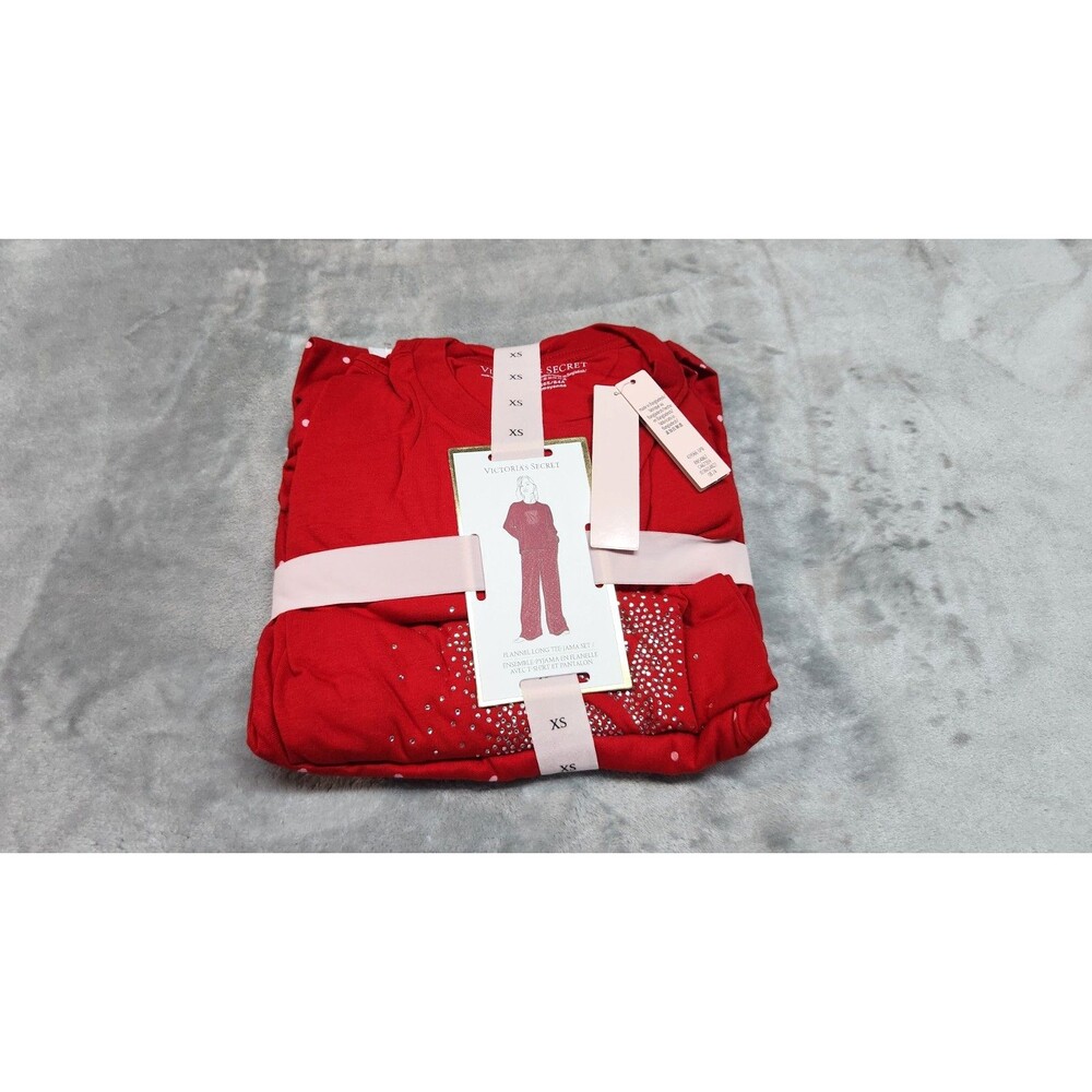 Victoria's Secret XS Red Flannel Long Tee Jama Set NWT Holiday